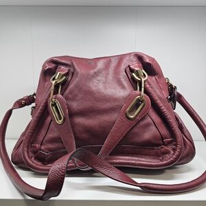 Chloe Paraty Burgundy Leather Shoulder Bag